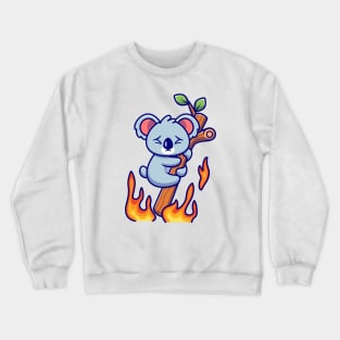 Cute Koala Hanging On Burning Tree Crewneck Sweatshirt